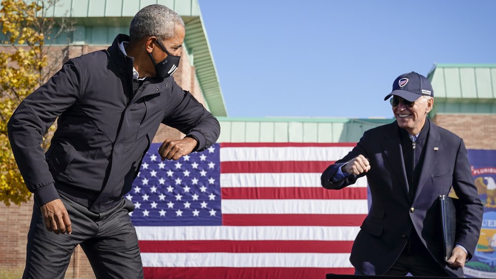 Former US President Barack Obama and Joe Biden