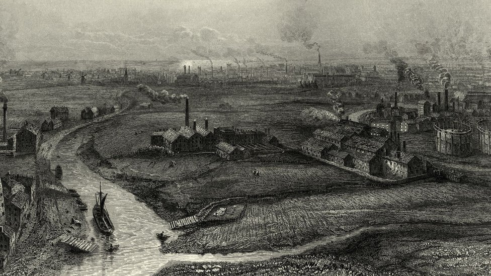 Vintage engraving of Hull, Yorkshire, in the 19th Century