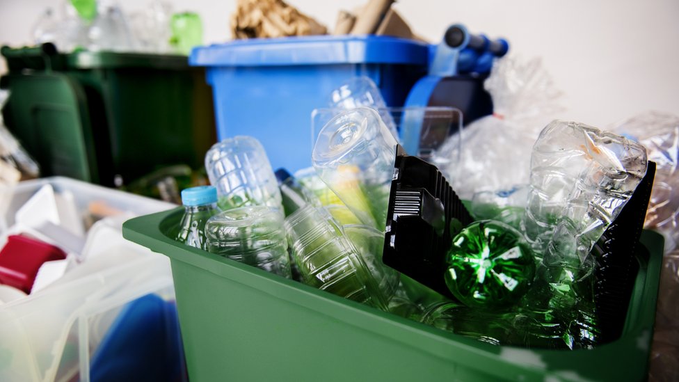 Plastic in recycling bins