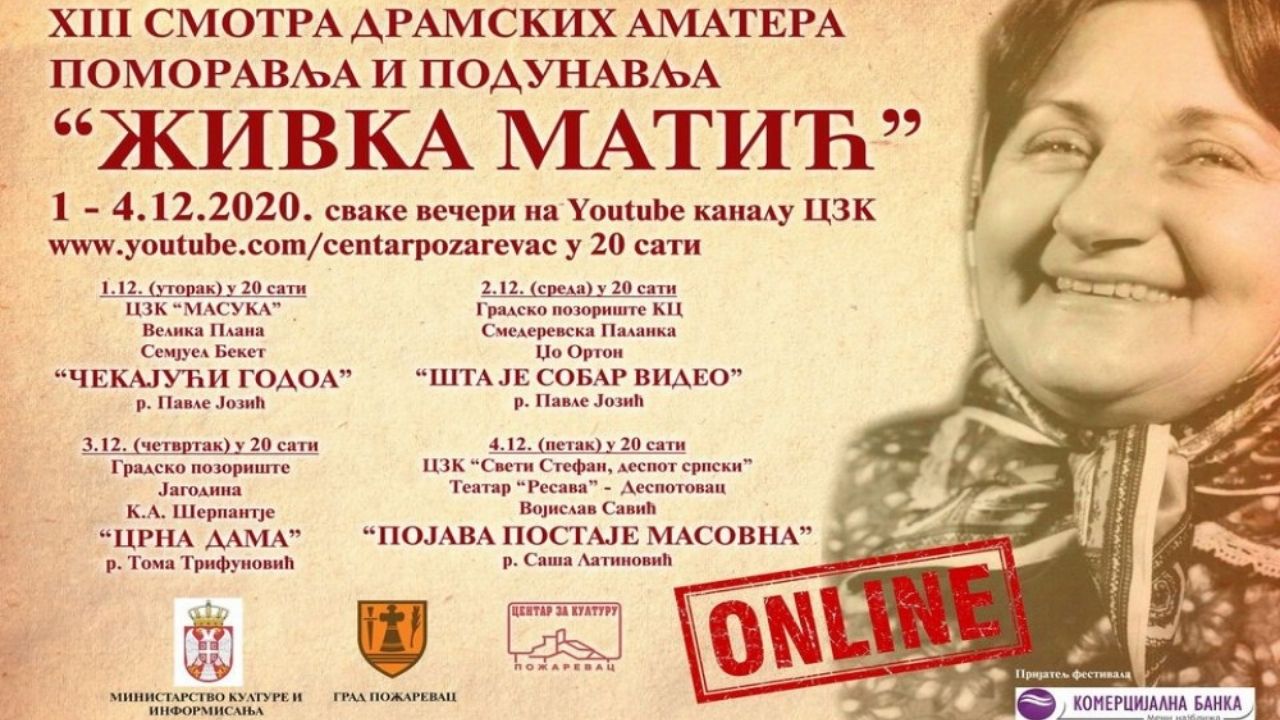 Požarevačka Smotra dramskih amatera onlajn od 1. decembra 1