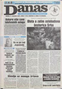 Šta su bile vesti u prvom broju Danasa 2001. godine? 2