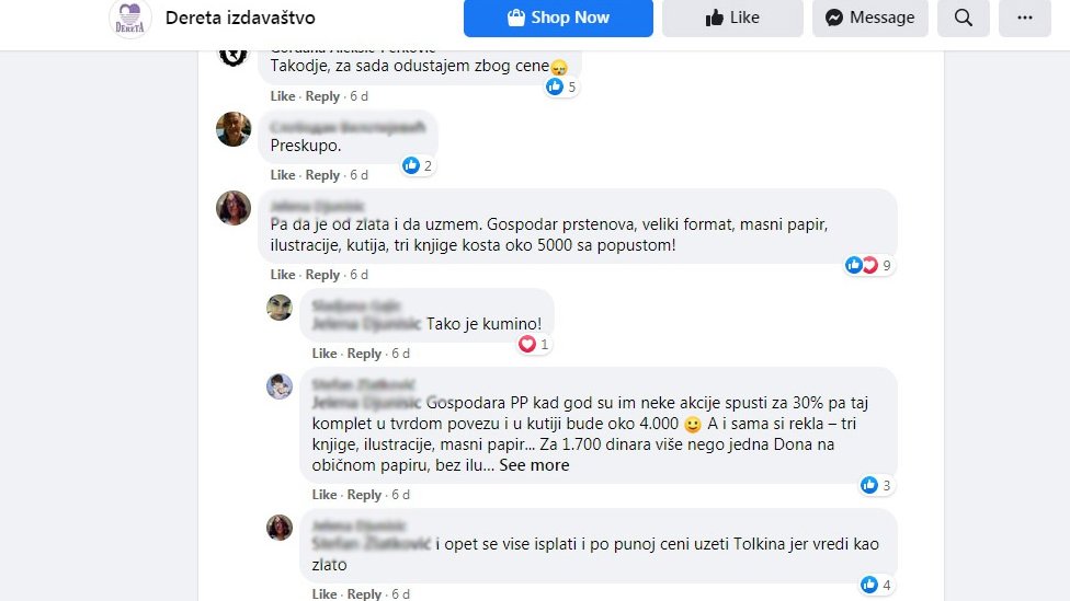 Srbija i književnost: Slučaj „Češljugar“ - knjige u Srbiji najeftinije u regionu, ali i dalje mnogima skupe 2 Komentari na Fejsbuk stranice izdavačke kuće Dereta