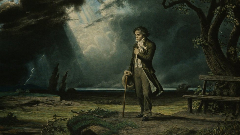 Paintin of Beethoven in the countryside, found in the Collection of Philharmonie de Paris, France.