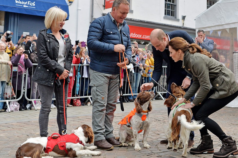 Angela, Kerry and the dogs with Prince William and Kate