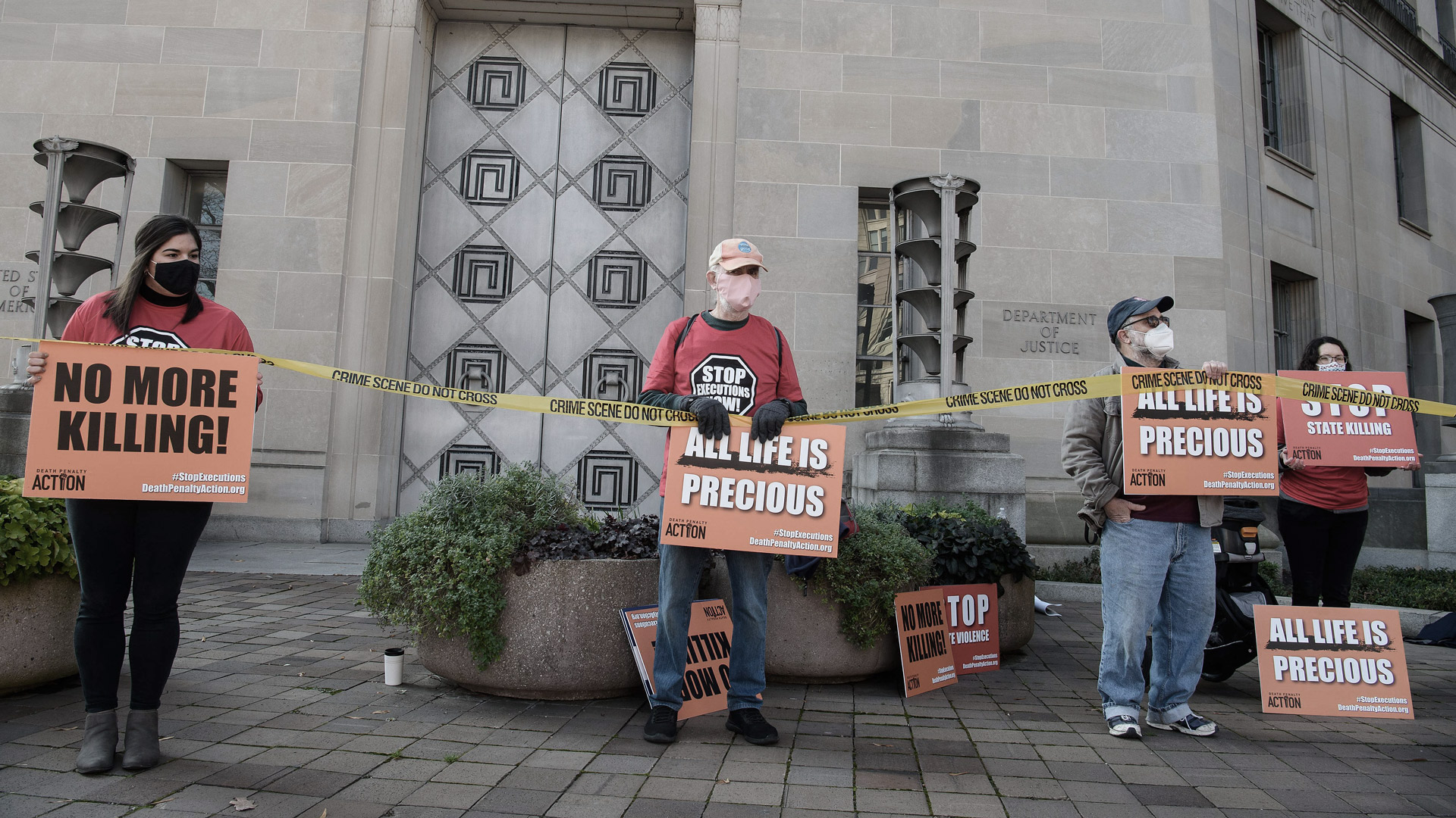 Protest against federal executions of death row inmates - outside the US Justice Department, Washington DC, December 2020