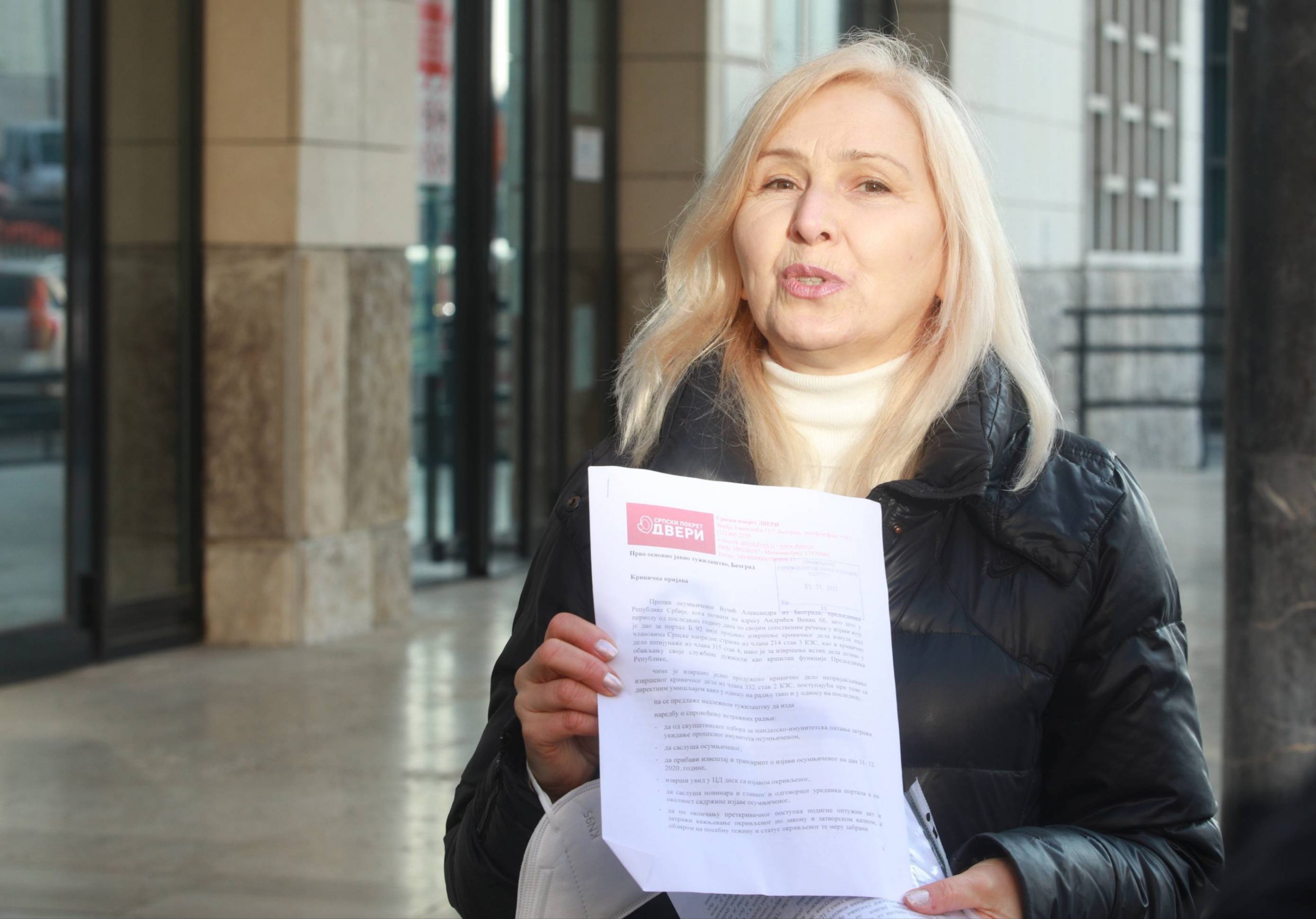 Radmila Vasić: Dveri pozivaju Ustavni sud da na osnovu dokaza poništi izbore Beogradu 1