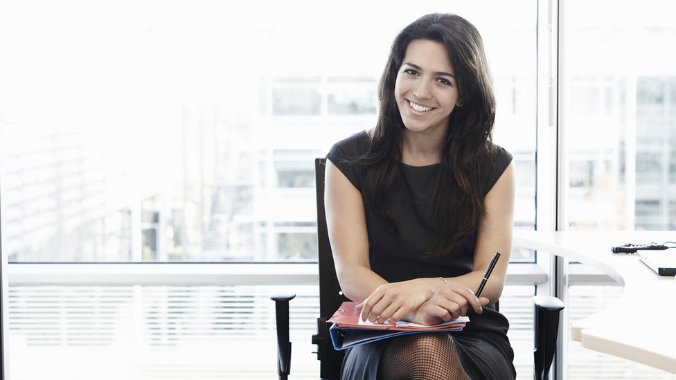 A woman in an office