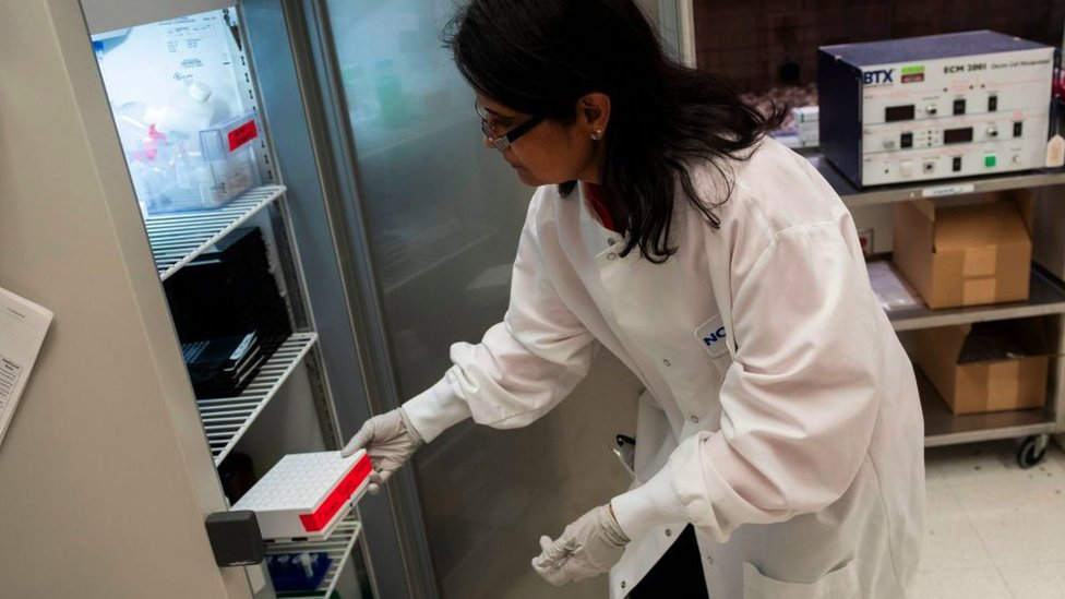 Korona virus i vakcinacija: Možete li da prenesete Kovid-19 ako ste vakcinisani 9 Dr. Nita Patel, Director of Antibody discovery and Vaccine development, returns a box of potential vaccines to a fridge at Novavax labs in Gaithersburg, USA, 20 March 2020.