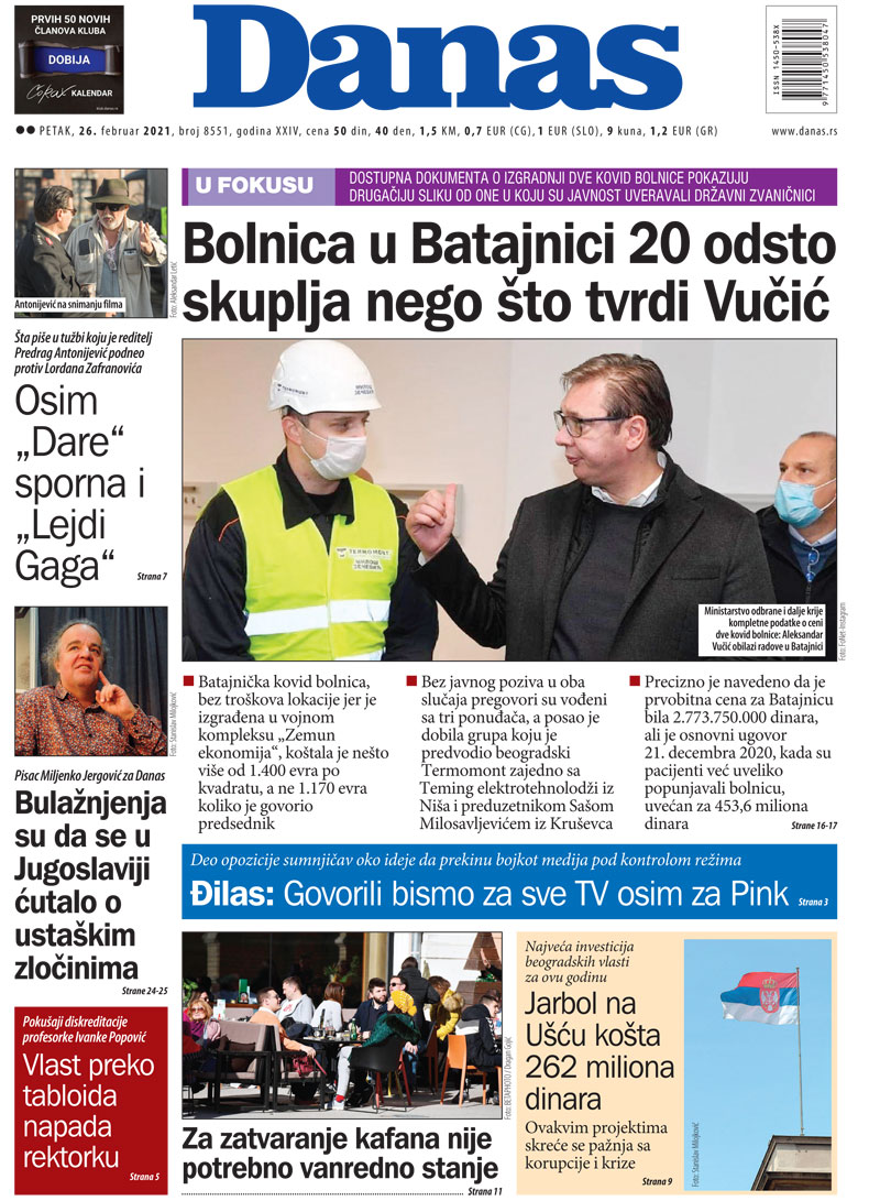Naslovna za 26. februar 2021. 1