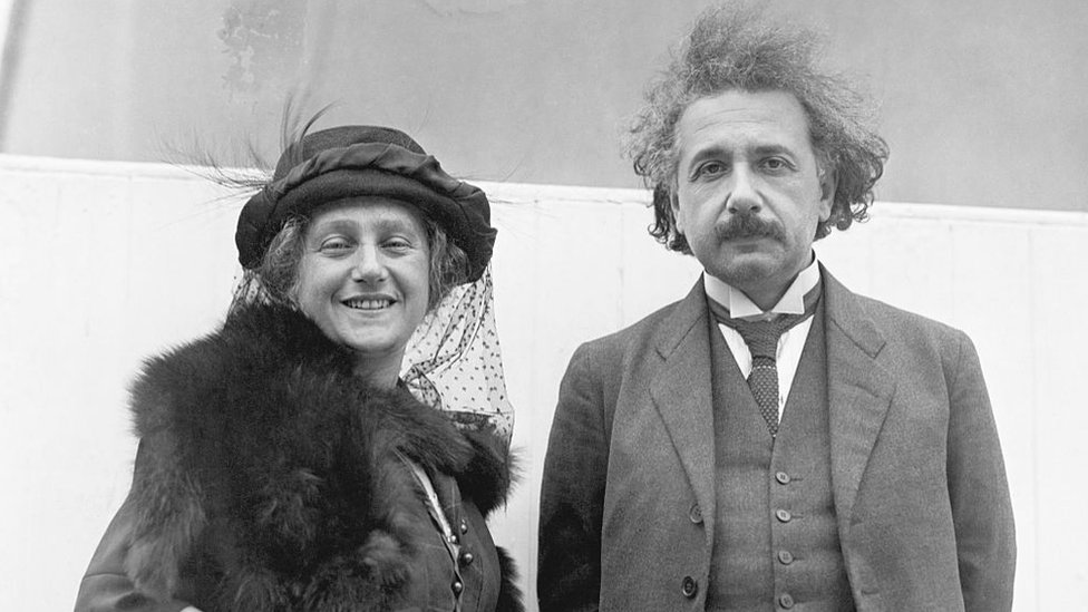 Albert Einstein and his second wife Elsa.