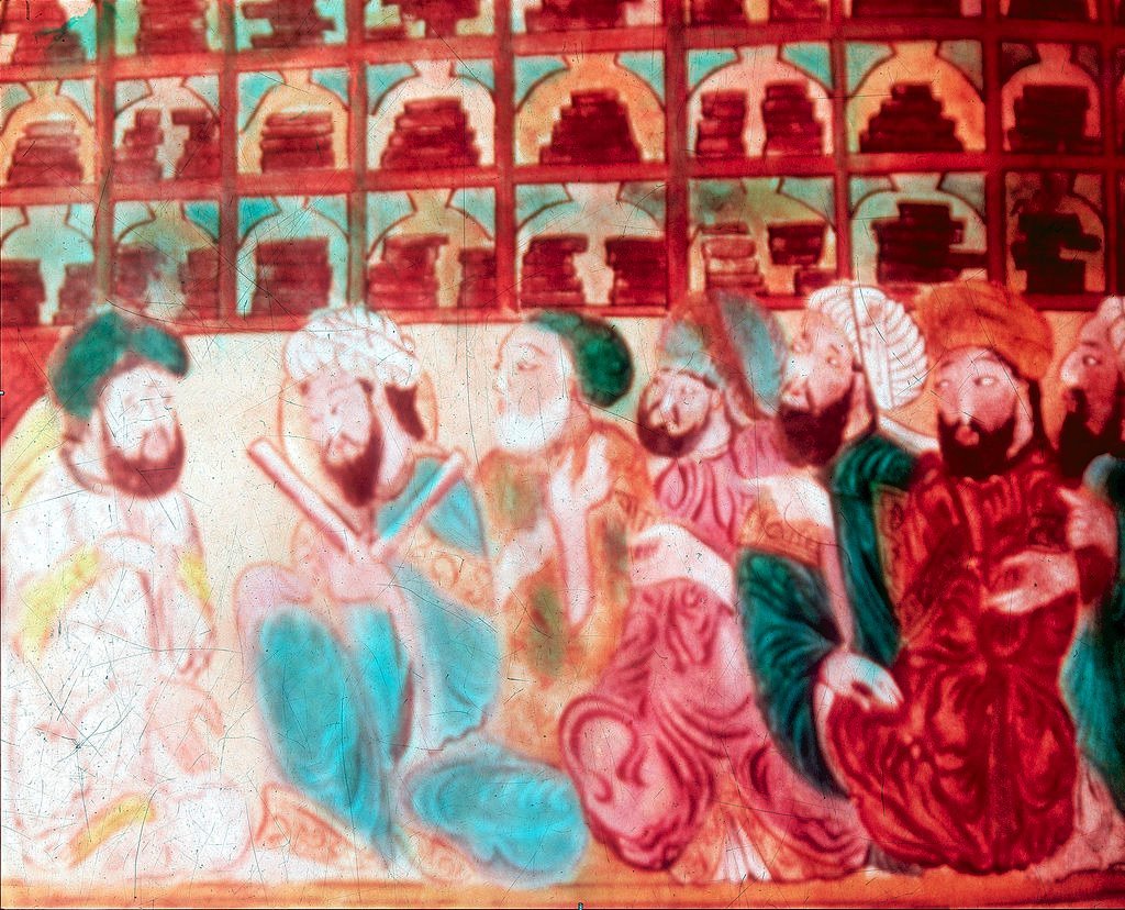 Scholars working in the House of Wisdom, a science library in Baghdad, courtesy Iraq Petroleum Company