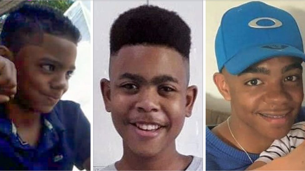 A composite image of three boys shot dead by Brazilian police
