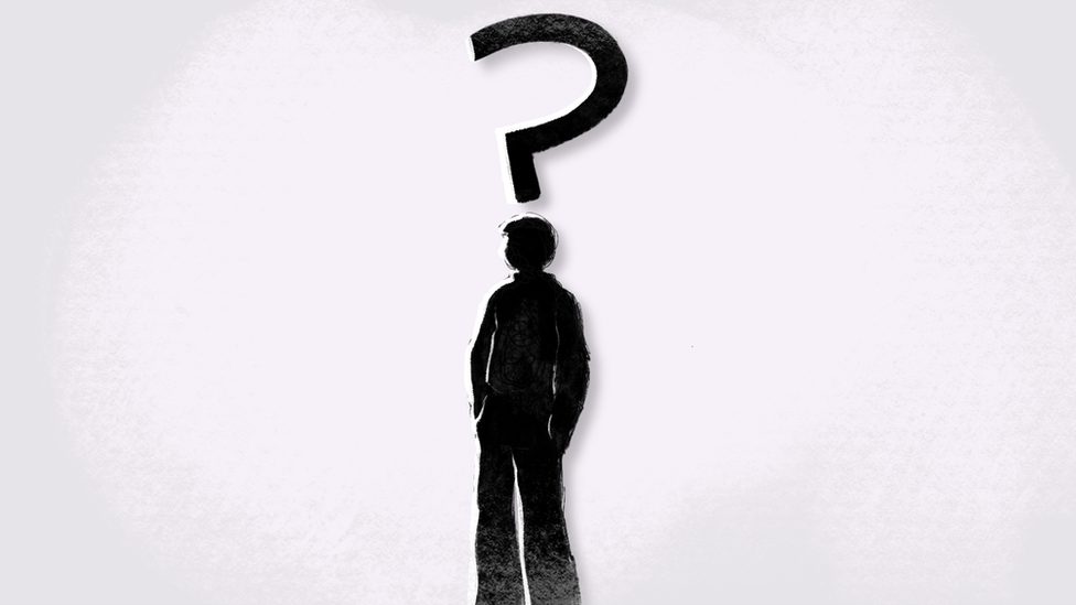 Cartoon illustration showing the silhouette of a man with a question mark over his head