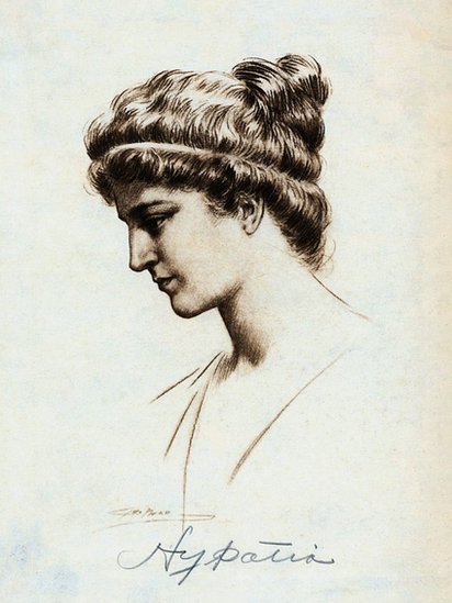 Svemir i imena: Zašto samo 26 žena ima svoj krater na Mesecu 8 Pencil etching - Portrait of Hypatia