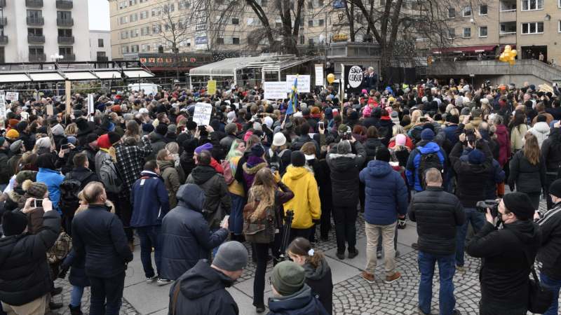 Protest protiv restriktivnih mera u Stokholmu 1