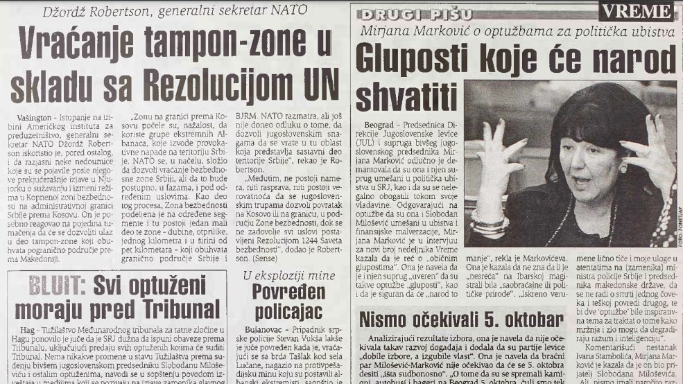 Intervju Mire Marković od pre 20 godina: Nismo očekivali da će se 5. oktobra desiti „išta sudbonosno“ 1