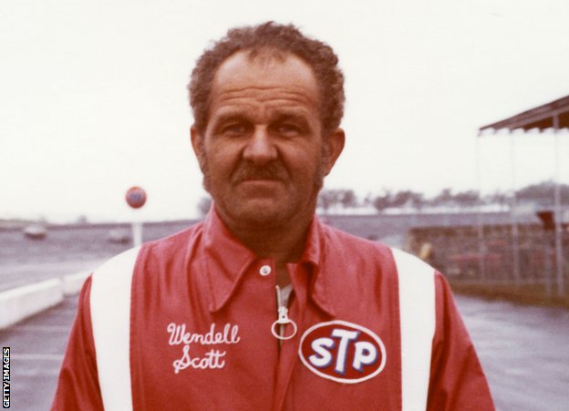 Wendell Scott HAMPTON, GA — 1973: Wendell Scott of Danville, VA, at Atlanta International Raceway during his final year of competition on the NASCAR Cup circuit. During his career, Scott started 495 Cup events, won once, and finished in the top 10 position 147 times. (Photo by ISC Images & Archives via Getty Images)
