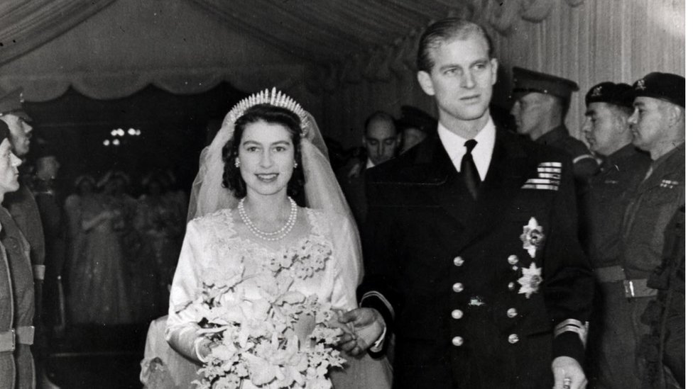 Princess Elizabeth and Prince Philip on their wedding day in 1947