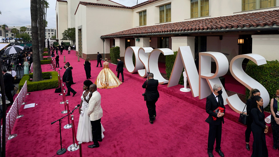 The red carpet was set up outside LA's Union Station