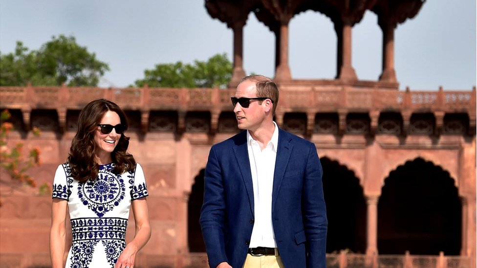 William and Kate at the Taj Mahal on 16 April 2016.