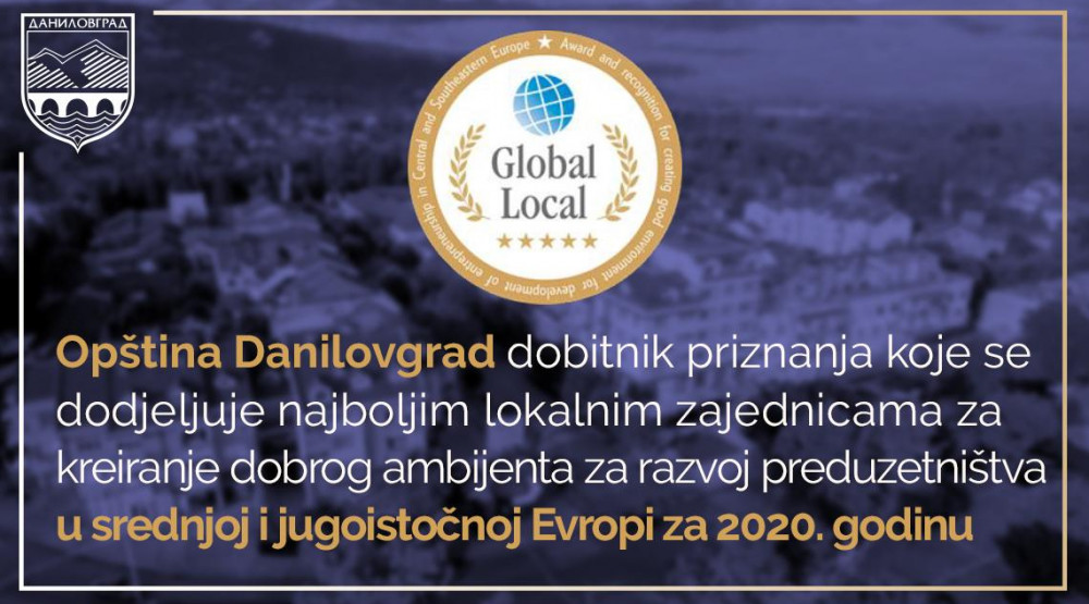 Danilovgrad dobitnik internacionalne nagrade "Globallocal" za 2020. Godinu 2