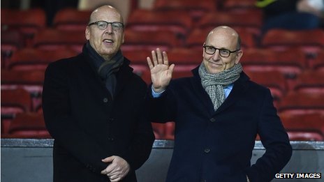 Joel Glazer (r) and Avram Glazer, the co-Chairmen of Manchester United, at the game v Burnley at Old Trafford in Feb 2015