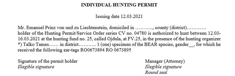 Leaked hunting permit