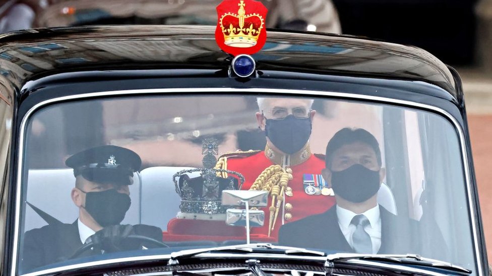 The Imperial State Crown is driven from Buckingham Palace to the Houses of Parliament for the State Opening of Parliament