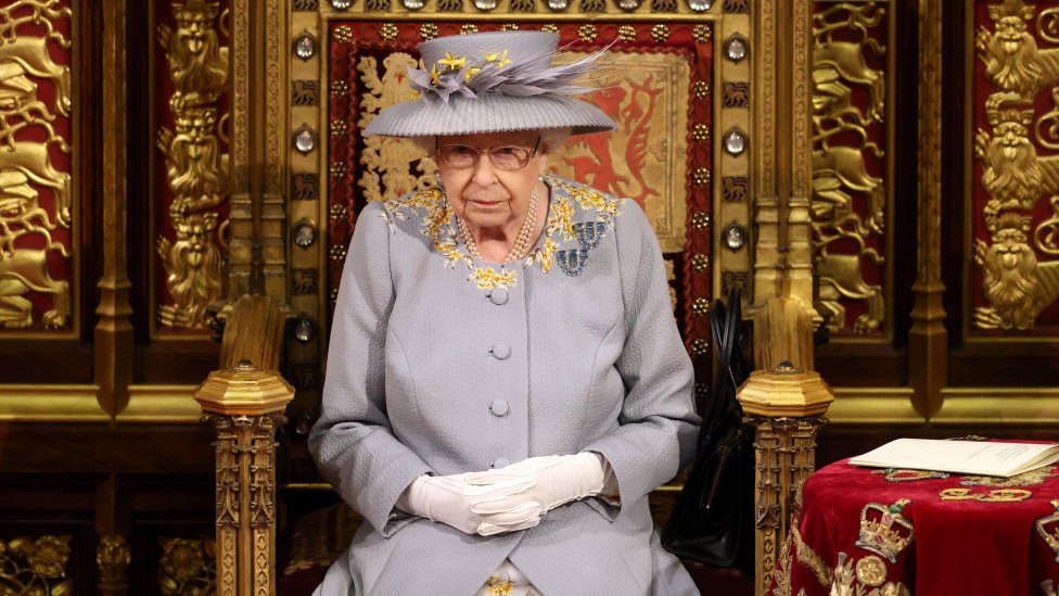 The Queen in the Lord's Chamber ahead of the Queen's speech