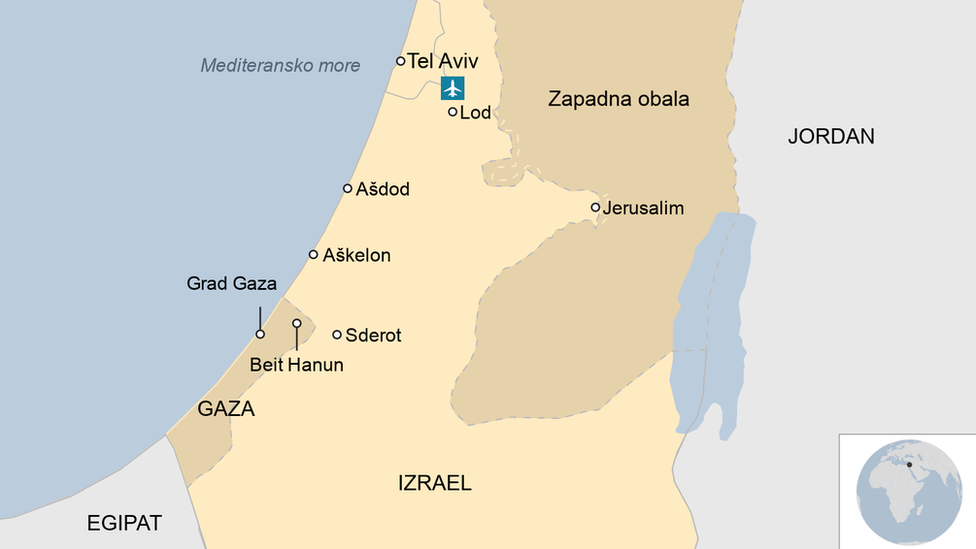 mapa Izrael, pojas Gaze