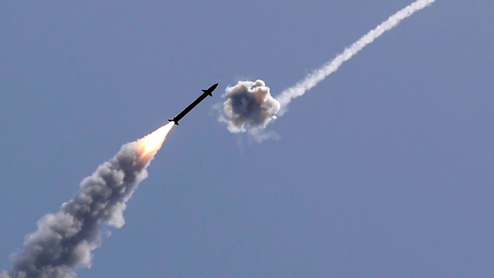 The Iron Dome intercepts a Hamas missile