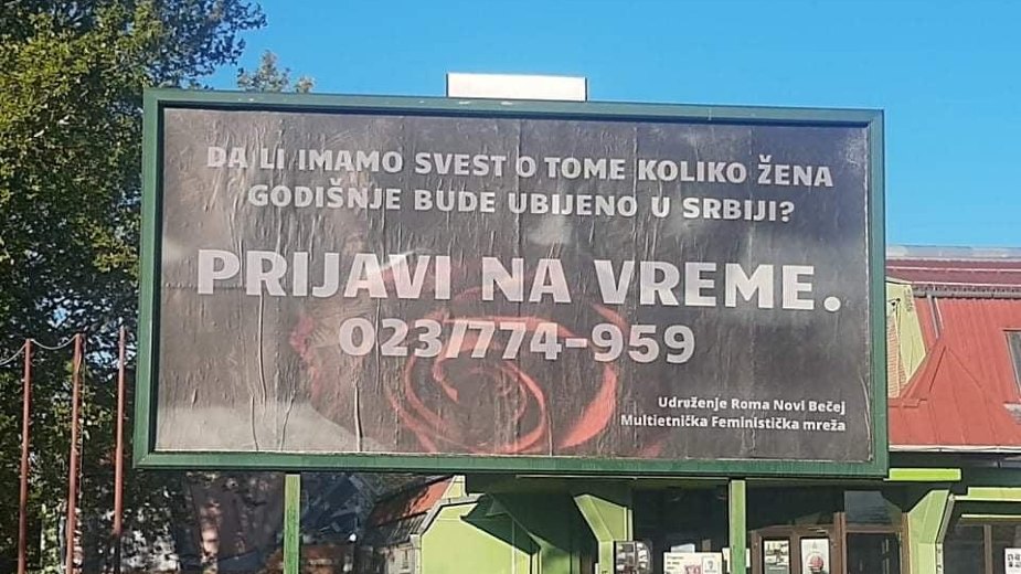 Bilbord u Novom Bečeju poziv za osvešćivanje o femicidu 1