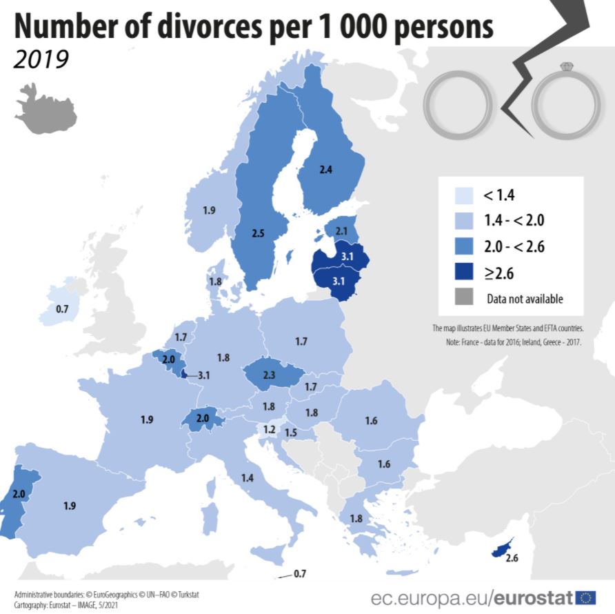 Na Malti i u Irskoj najmanji broj razvoda na nivou EU 3