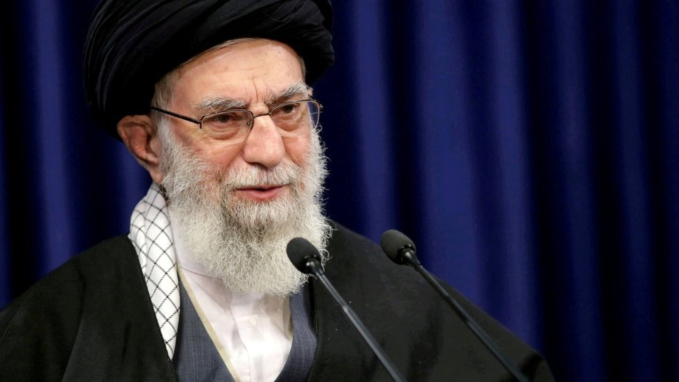 Iranian Supreme Leader Ayatollah Ali Khamenei delivers a speech in Tehran, Iran (8 January 2021)