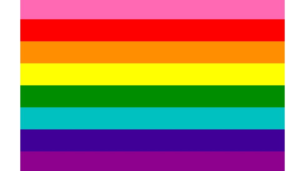 An eight-colour rainbow flag