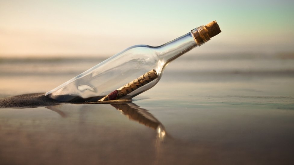 A stock image of a message in a bottle