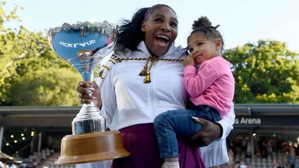 Serena Williams pictured with her daughter Olympia