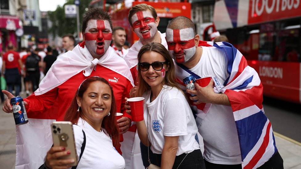 England fans in Leicester Square