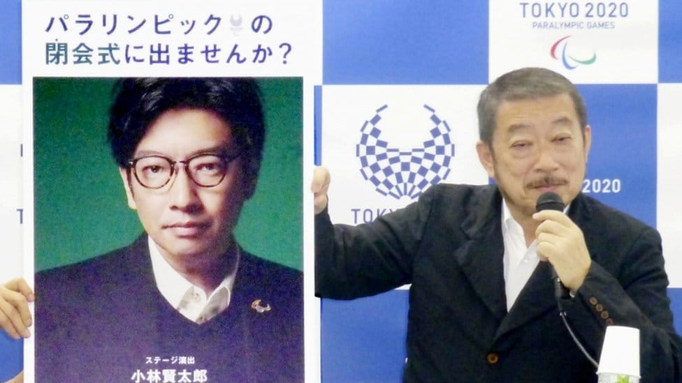 The Tokyo 2020 Paralympic Games executive creative director displays a portrait of Kentaro Kobayashi