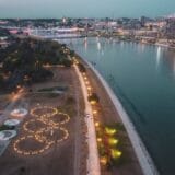 Osvetljeni olimpijski krugovi pored Save u čast srpskih sportista 1