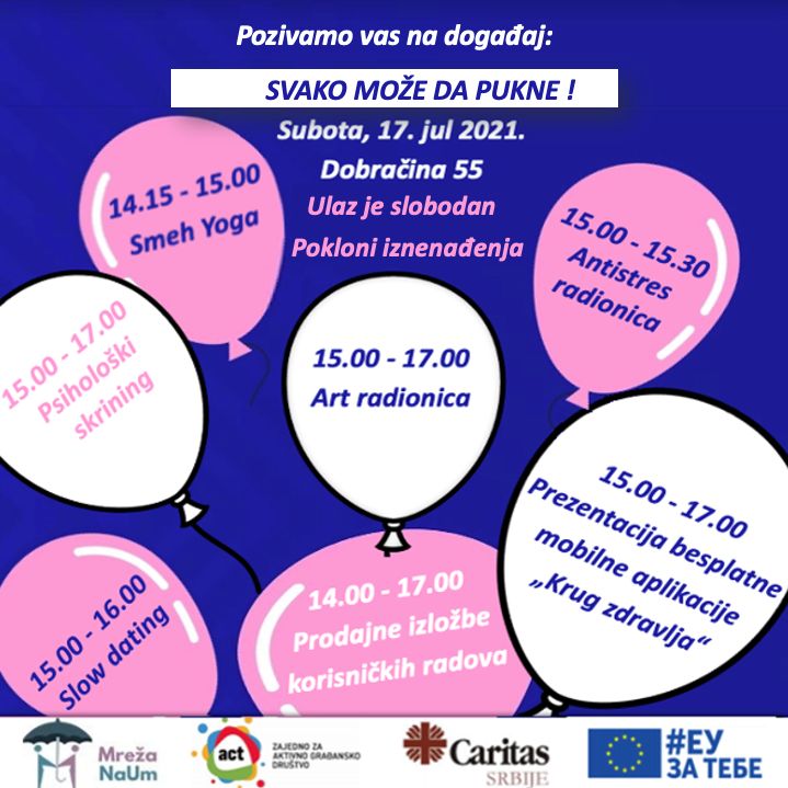 Besplatan antistres događaj za građane ovog vikenda "Svako može da pukne" 1