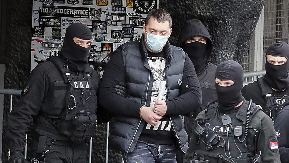 Stadion Partizan, policija hapsenje Velja Nevolja Veljko Belivuk 4.2.2021.