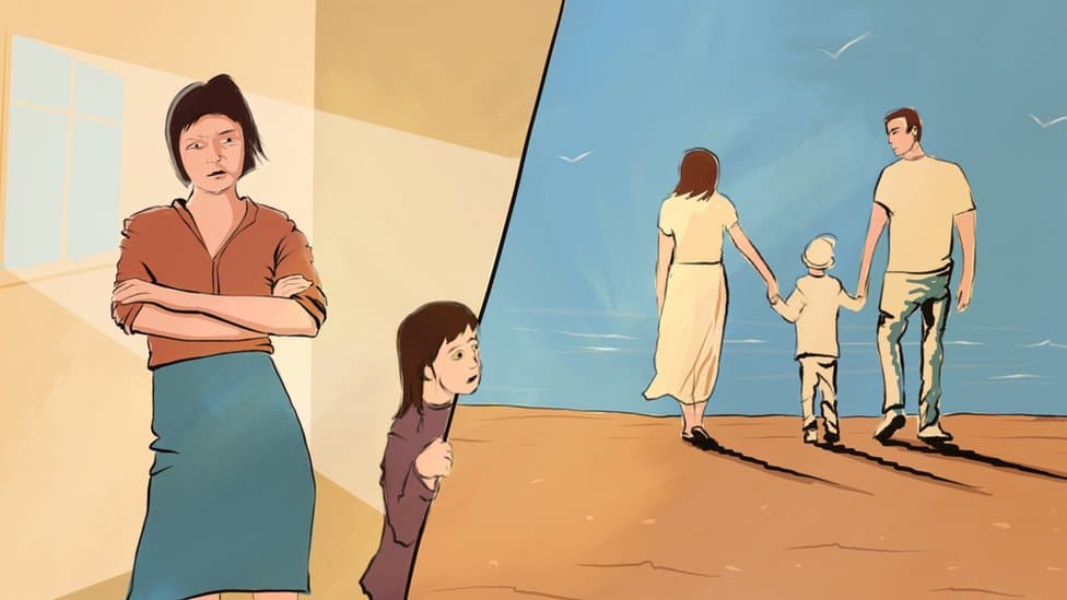 Poligamija i brak: Zbog čega žene u Kirgistanu pristaju na ulogu druge žene 3 Risunok: rebenok "podglяdыvaet" na kartinku s drugoй semьeй otca