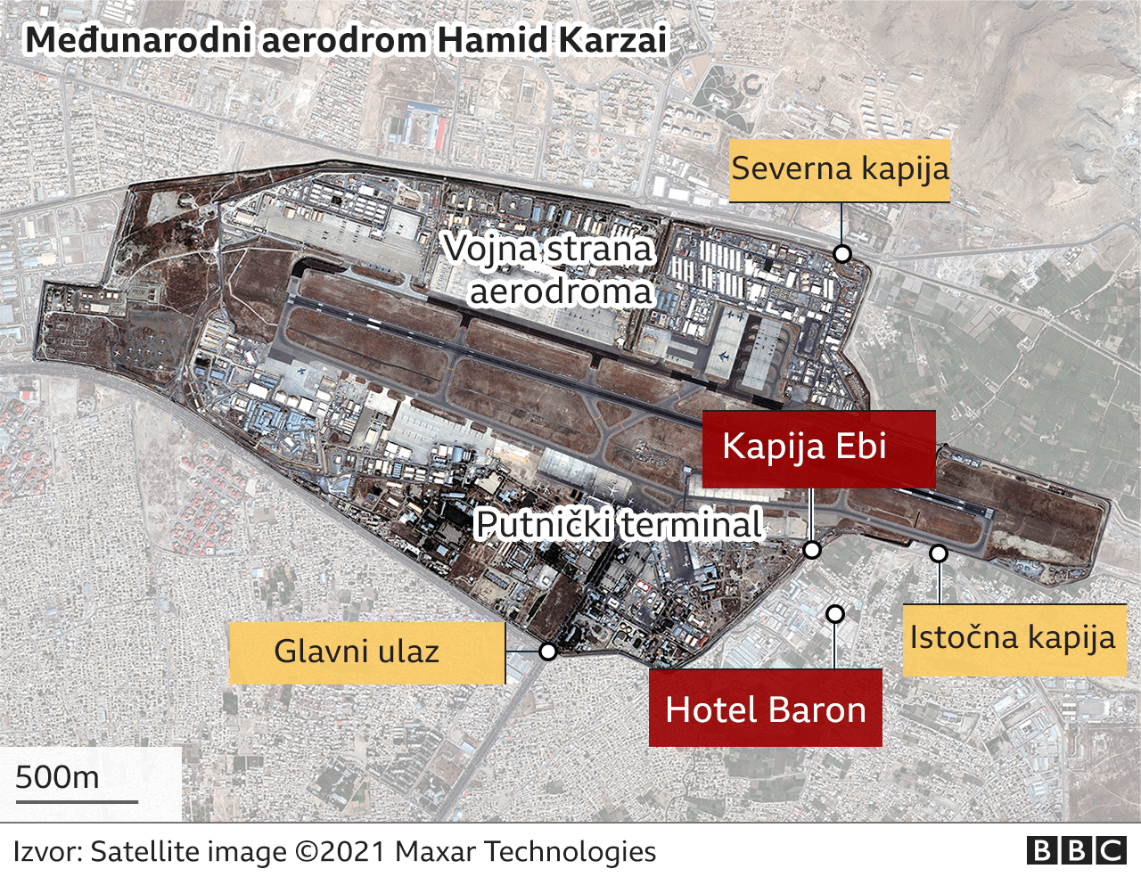 Avganistan: Evakuacija se bliži kraju, talibani kažu da preuzimaju kontrolu nad aerodromom u Kabulu 5 Mapa