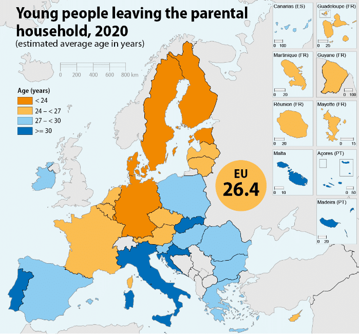 Muškarci duže od žena ostaju u roditeljskim domovima u EU 2 Muškarci duže od žena ostaju u roditeljskim domovima u EU 2