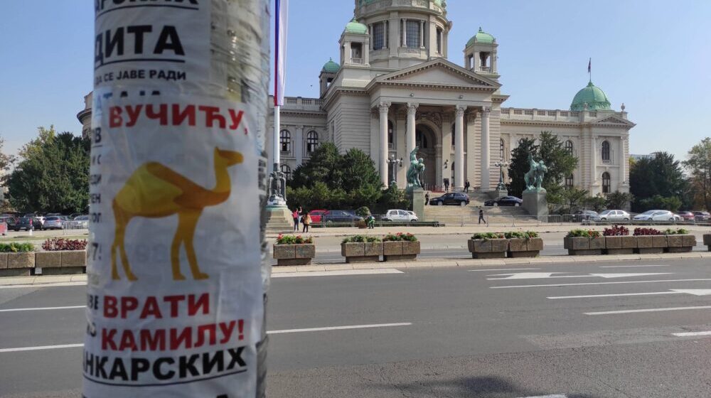 U centru Beograda plakati "Vučiću, vrati kamilu" 1