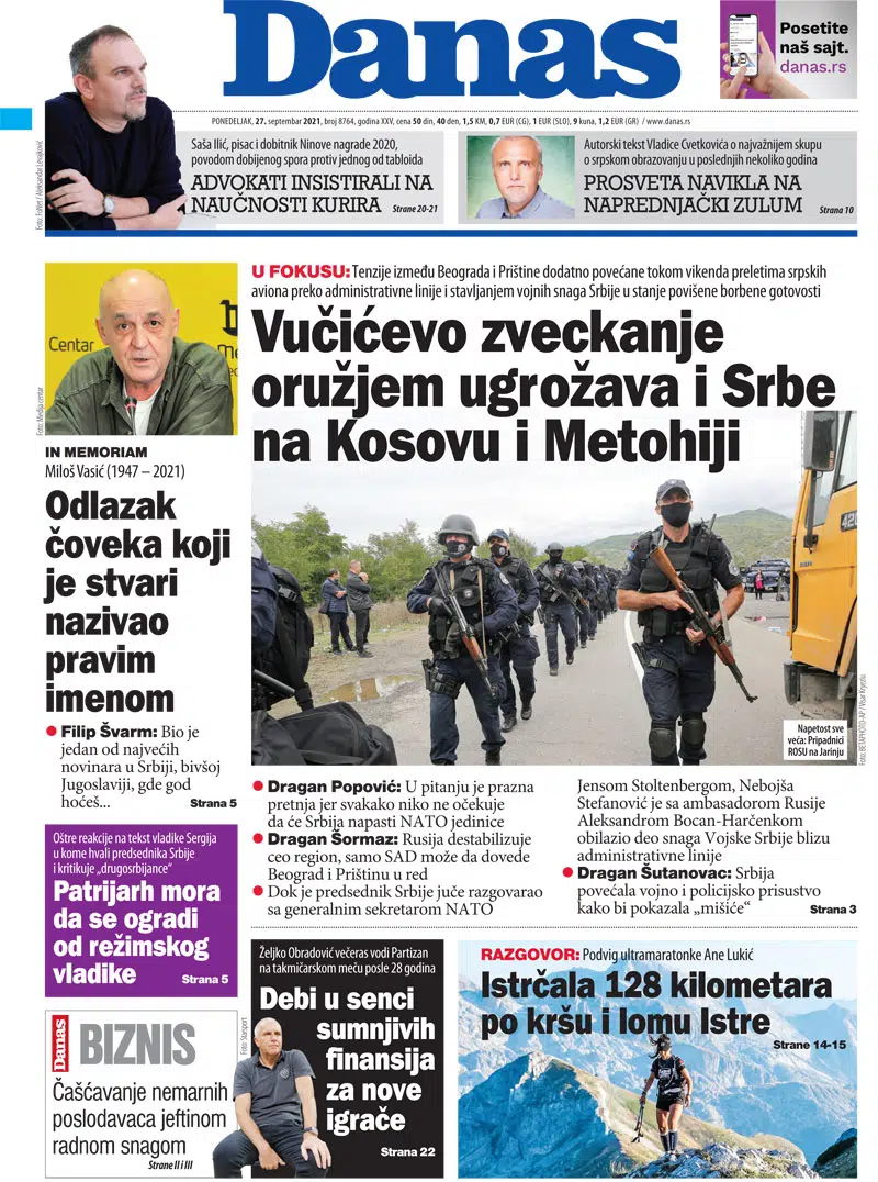 Naslovna za 27. septembar 2021. 1