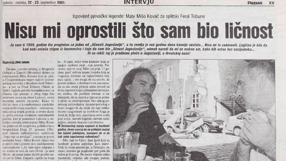Intervju Miše Kovača od pre 20 godina: Nisu mi oprostili što sam bio ličnost Jugoslavije 2 Intervju Miše Kovača od pre 20 godina: Nisu mi oprostili što sam bio ličnost Jugoslavije 2