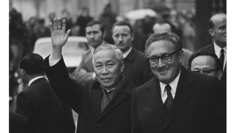 Henry Kissinger (right) and Le Duc Tho during the negotiations for a cease-fire in Vietnam in 1973