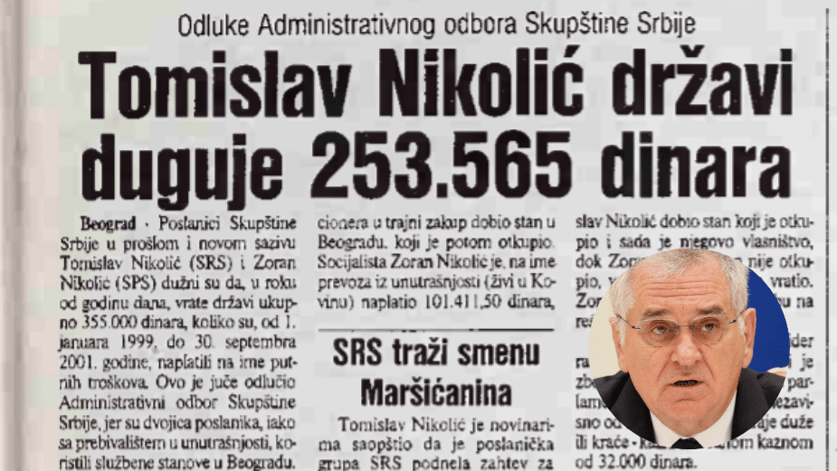Tomislav Nikolić kao poslanik dugovao državi za putne troškove 1